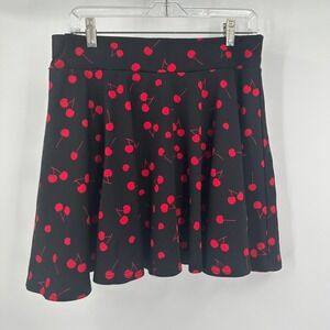 Womens Y2K Cherry Print Mini Skirt Size XL Pinup Rockabilly Coquette Retro Flare